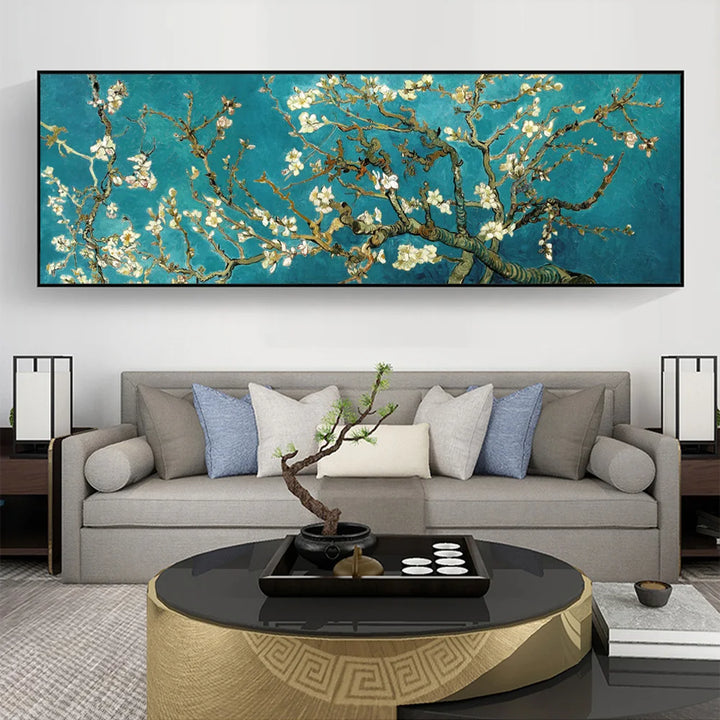 Van Gogh Famous Almond Blossom Oil Painting Reproduction Poster And Prints Canvas Wall Art Flower Picture Decor For Living Room