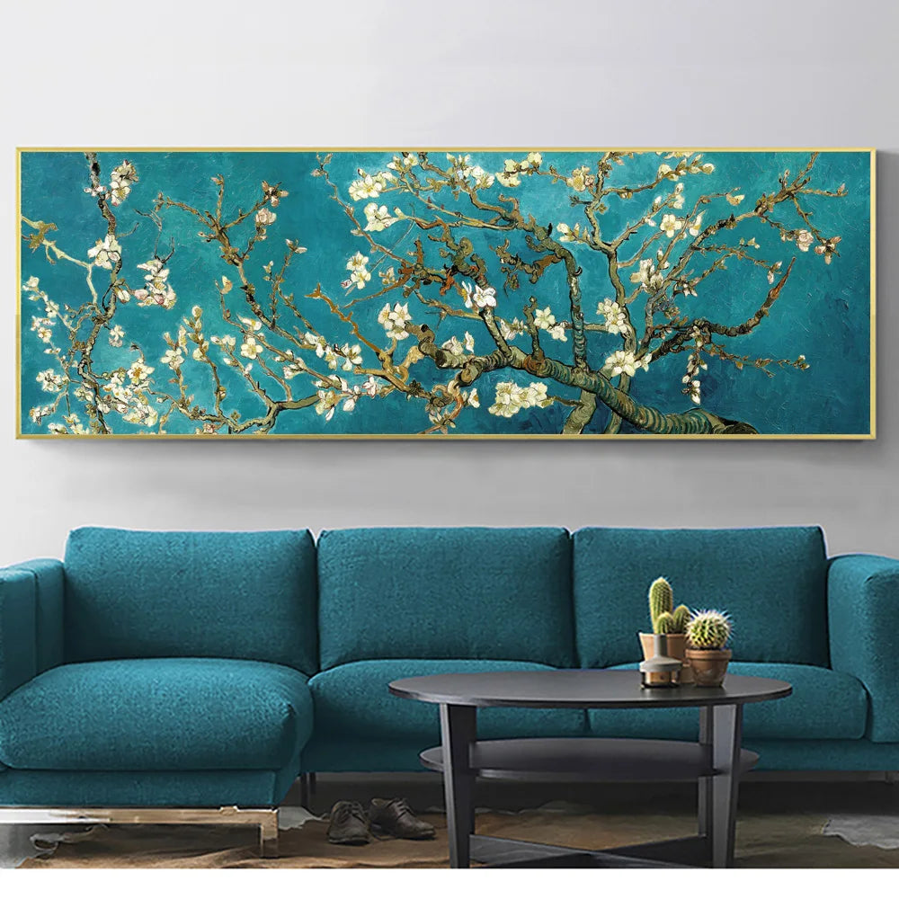 Van Gogh Famous Almond Blossom Oil Painting Reproduction Poster And Prints Canvas Wall Art Flower Picture Decor For Living Room