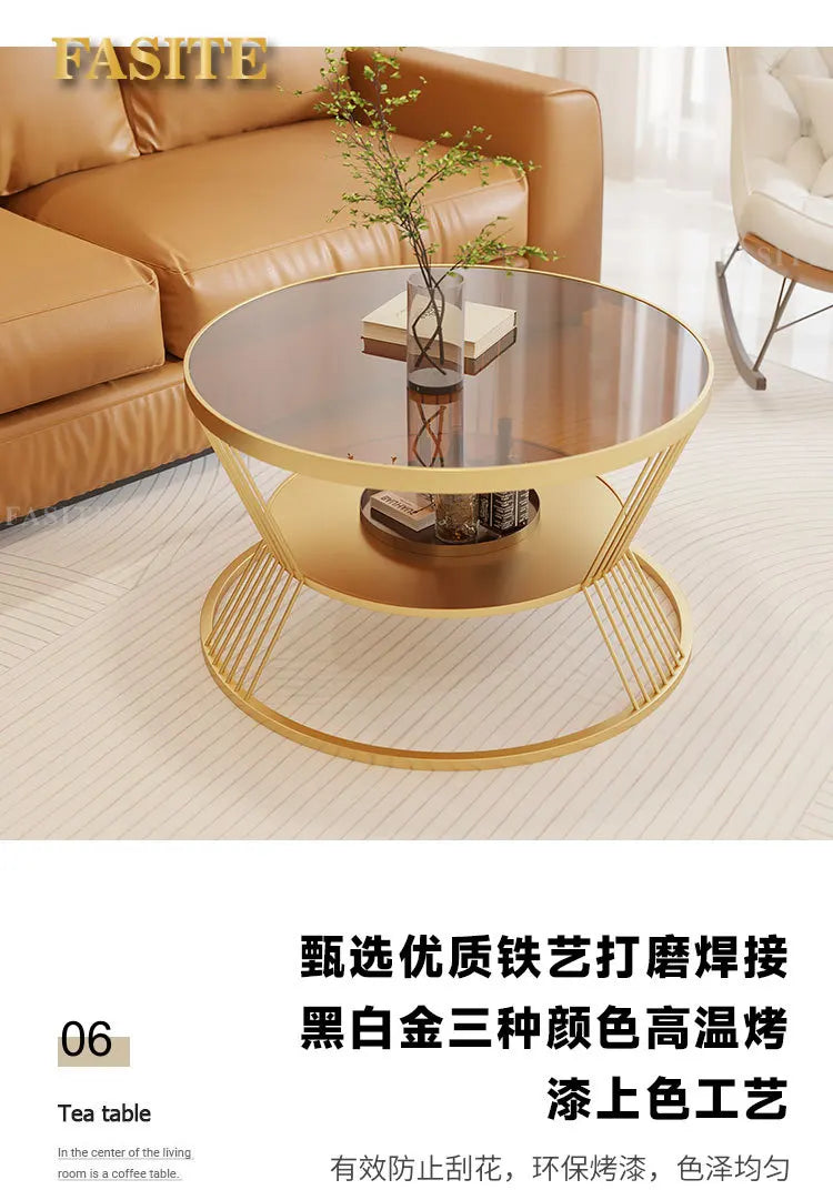 White Nordic Coffee Table Glass Shelf Transparent Modern Round Coffee Table Living Room Apartamento Mesa Furniture For Home