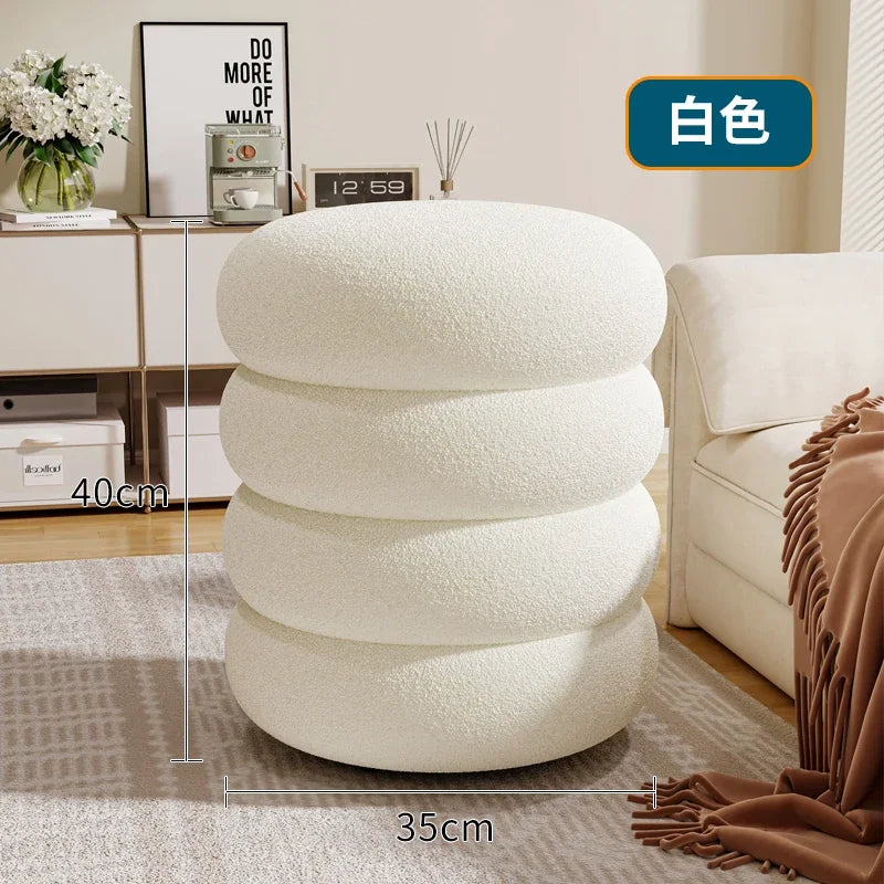 Internet Celebrity Creative Cream Style Round Stool Furniture Home Entrance Shoe Changing Stool Girl's Bedroom Makeup Chair