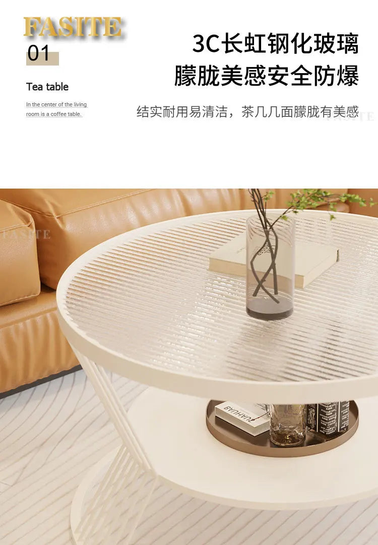 White Nordic Coffee Table Glass Shelf Transparent Modern Round Coffee Table Living Room Apartamento Mesa Furniture For Home