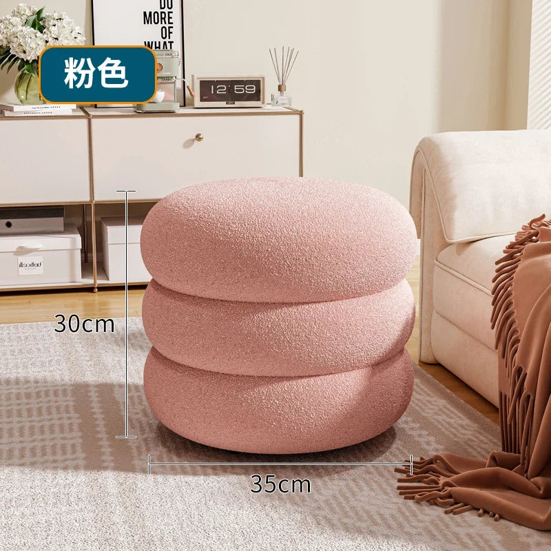 Internet Celebrity Creative Cream Style Round Stool Furniture Home Entrance Shoe Changing Stool Girl's Bedroom Makeup Chair