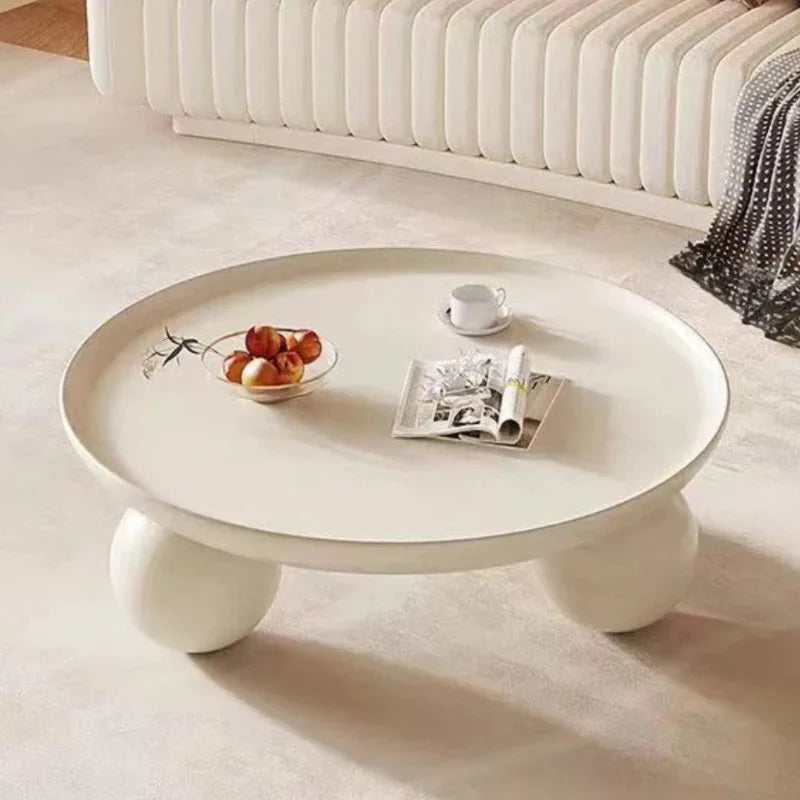 Minimalist Mobile Coffee Table Small White Low Floor Nordic Coffee Table Round Aesthetic Tavolino Da Salotto Home Furniture