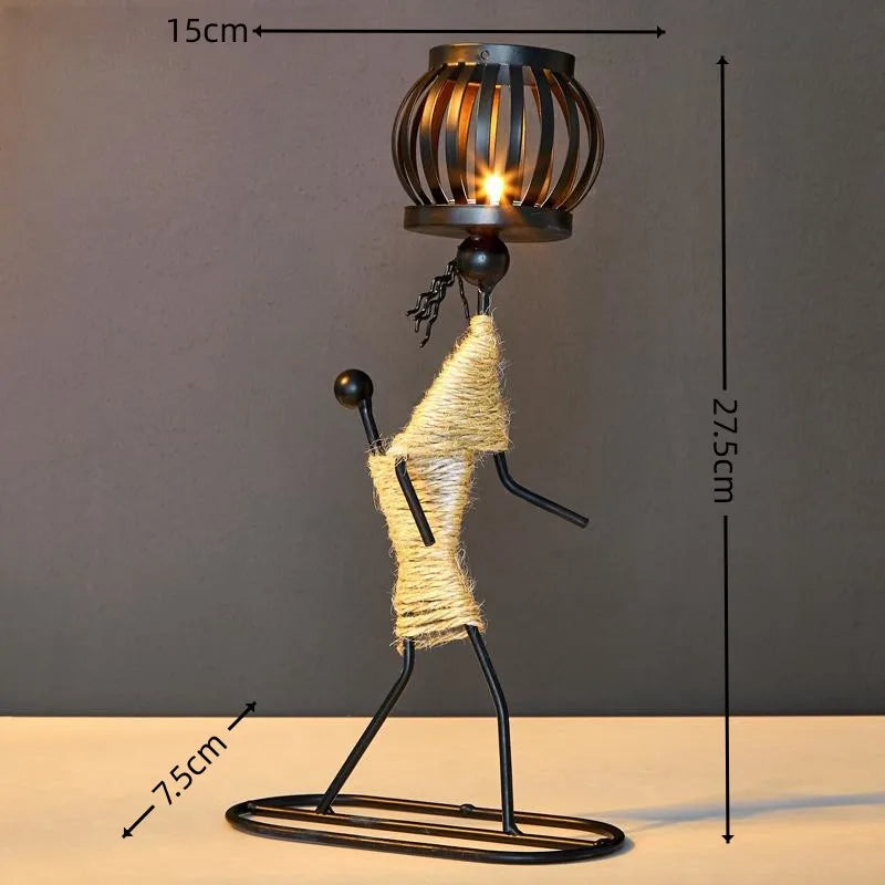 Nordic Metal Candlestick Abstract Character