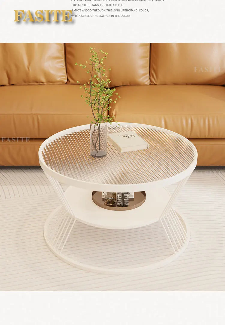 White Nordic Coffee Table Glass Shelf Transparent Modern Round Coffee Table Living Room Apartamento Mesa Furniture For Home