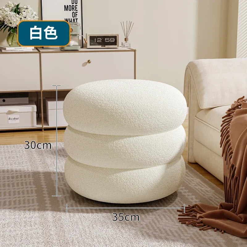 Internet Celebrity Creative Cream Style Round Stool Furniture Home Entrance Shoe Changing Stool Girl's Bedroom Makeup Chair