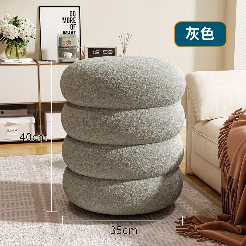 Internet Celebrity Creative Cream Style Round Stool Furniture Home Entrance Shoe Changing Stool Girl's Bedroom Makeup Chair