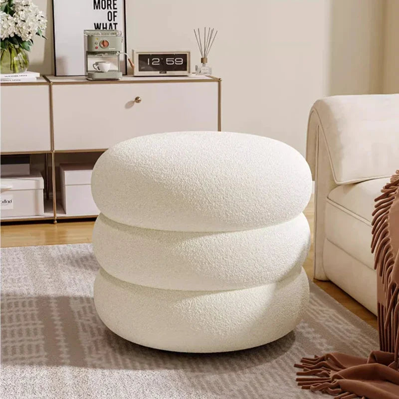 Internet Celebrity Creative Cream Style Round Stool Furniture Home Entrance Shoe Changing Stool Girl's Bedroom Makeup Chair