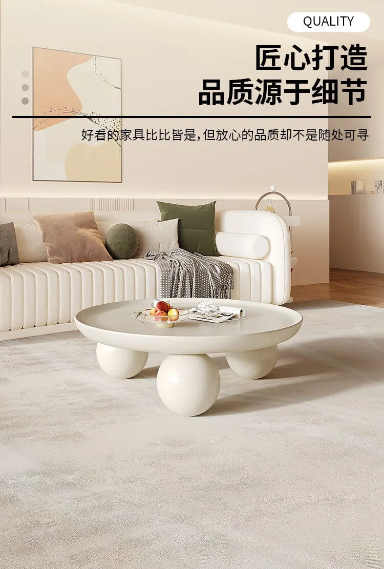 Minimalist Mobile Coffee Table Small White Low Floor Nordic Coffee Table Round Aesthetic Tavolino Da Salotto Home Furniture