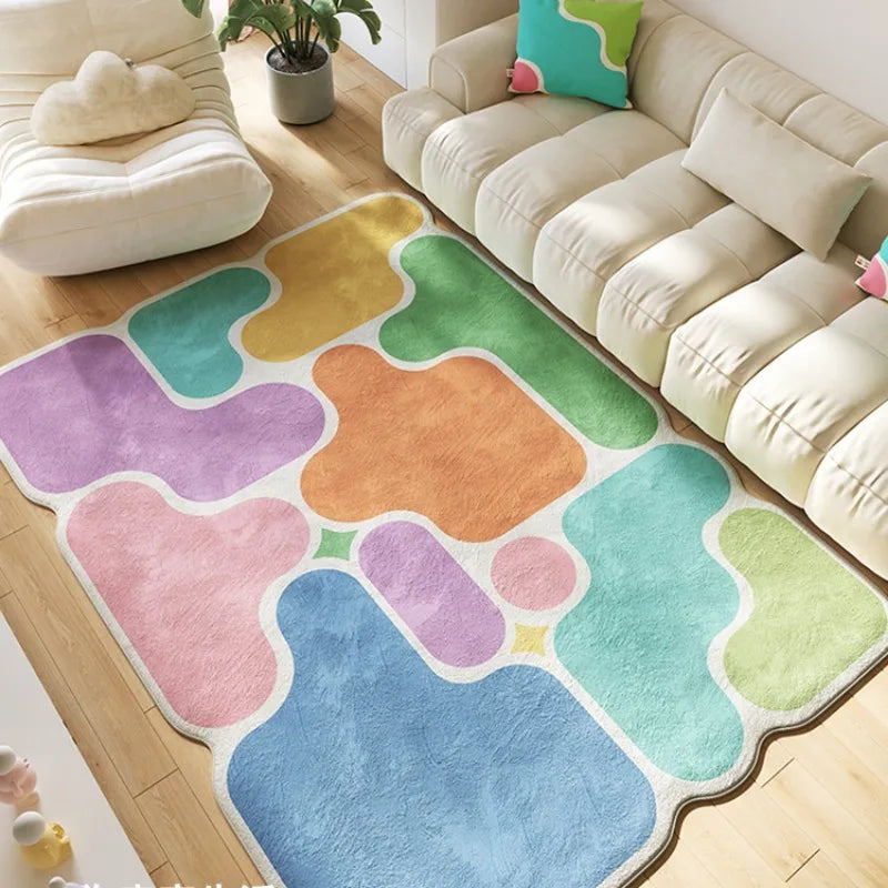 Living room carpet decoration bedroom bedside stylish simple irregular shape plush floor mat cloakroom coffee table rug Alfombra