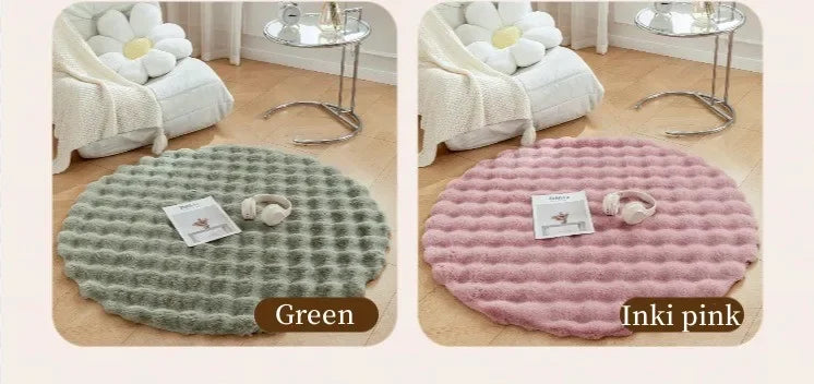 Faux Fur Round Carpets Luxury Bubble Shaped Plushrugs for Bedroom Decor Non Slip Dressing Table Area Rugs Soft Fluffy Floor Mat