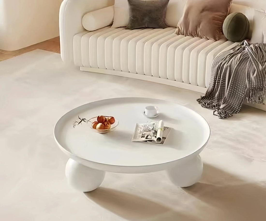 Minimalist Mobile Coffee Table Small White Low Floor Nordic Coffee Table Round Aesthetic Tavolino Da Salotto Home Furniture