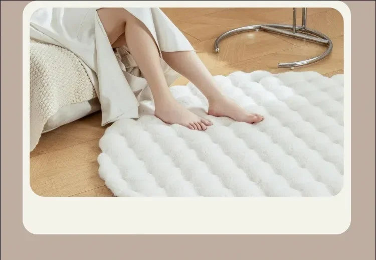 Faux Fur Round Carpets Luxury Bubble Shaped Plushrugs for Bedroom Decor Non Slip Dressing Table Area Rugs Soft Fluffy Floor Mat