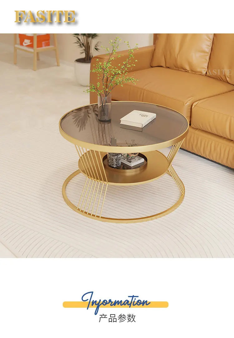 White Nordic Coffee Table Glass Shelf Transparent Modern Round Coffee Table Living Room Apartamento Mesa Furniture For Home