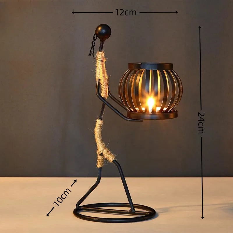 Nordic Metal Candlestick Abstract Character