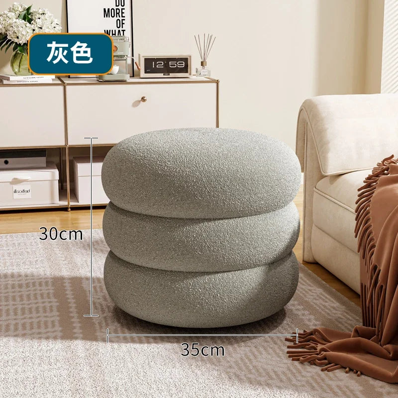 Internet Celebrity Creative Cream Style Round Stool Furniture Home Entrance Shoe Changing Stool Girl's Bedroom Makeup Chair