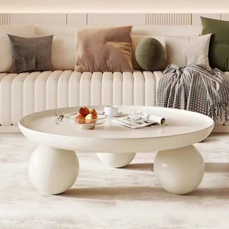 Minimalist Mobile Coffee Table Small White Low Floor Nordic Coffee Table Round Aesthetic Tavolino Da Salotto Home Furniture