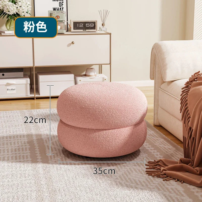 Internet Celebrity Creative Cream Style Round Stool Furniture Home Entrance Shoe Changing Stool Girl's Bedroom Makeup Chair