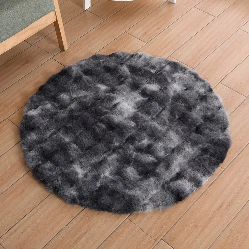 Faux Fur Round Carpets Luxury Bubble Shaped Plushrugs for Bedroom Decor Non Slip Dressing Table Area Rugs Soft Fluffy Floor Mat